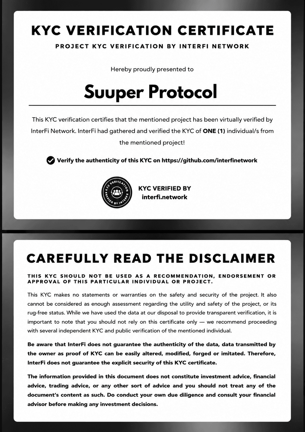 Suuper Protocol KYC verification